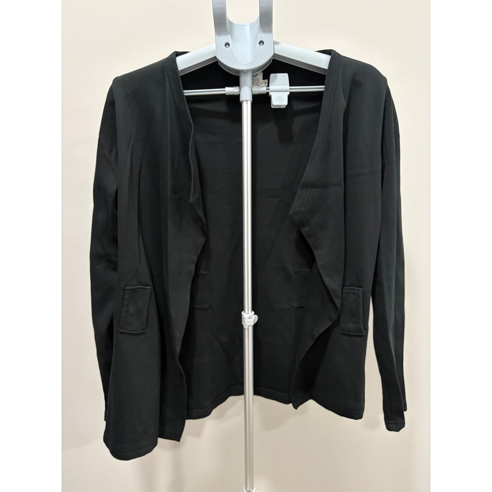 Peruvian‎ Connection Pima Cotton Cardigan Long Sleeve Solid Black Medium